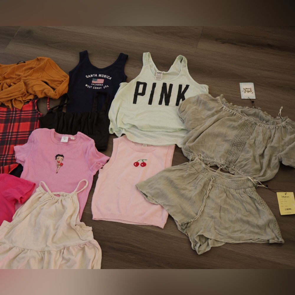 Women’s tops size XS, Victoria's Secret PINK, Fashion Nova, and Meshki…